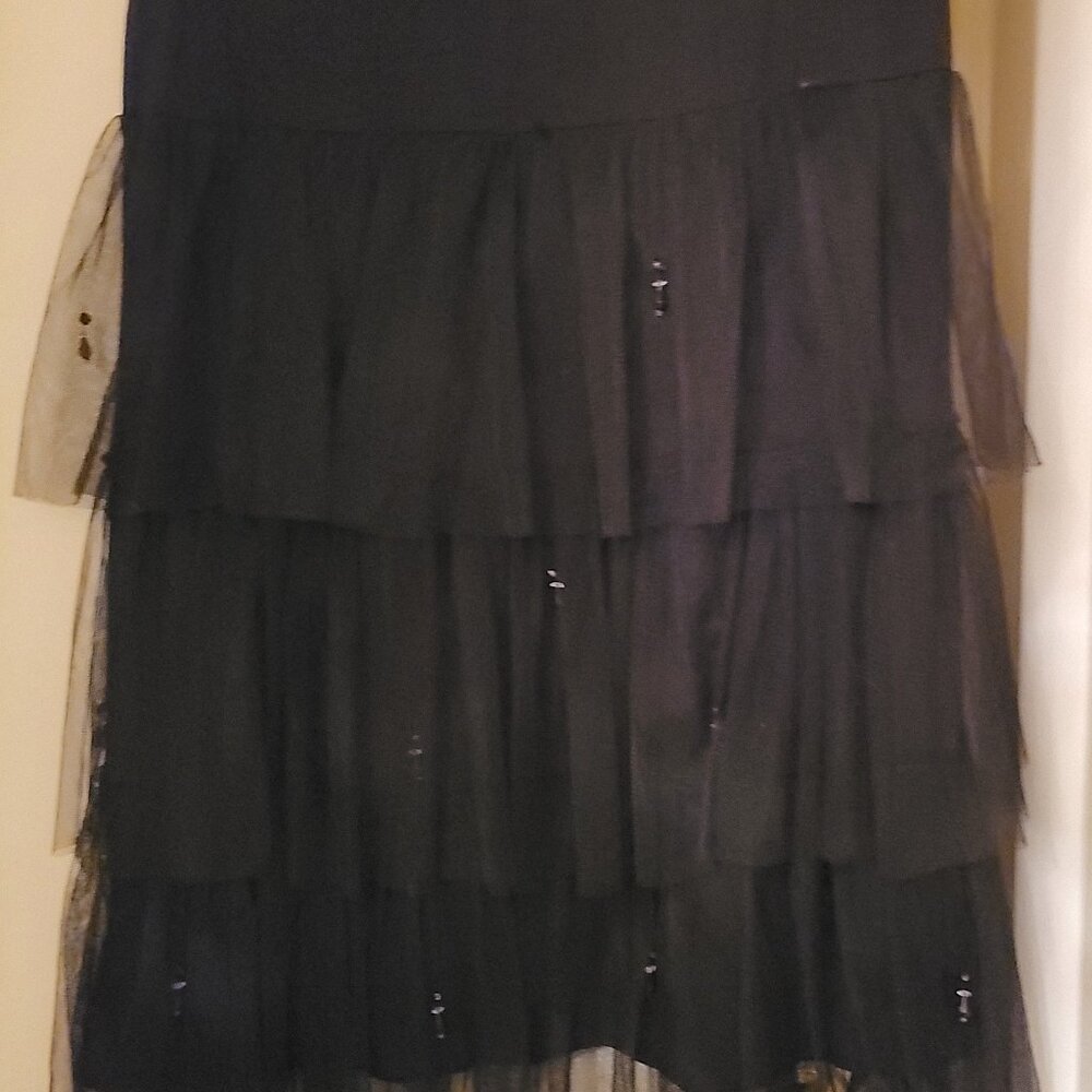 Women's Tulle High Waist Elastic Midi Skirt A-line Irregular Layered Mesh Tutu